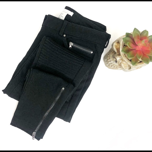 H&M Denim - H&M | Black Moto Biker Skinny Jeans